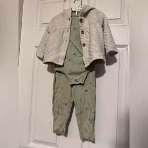 Carter's Cream Jacket and Green Onesie Set
